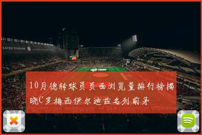 10月德转球员页面浏览量排行榜揭晓C罗梅西伊尔迪兹名列前茅